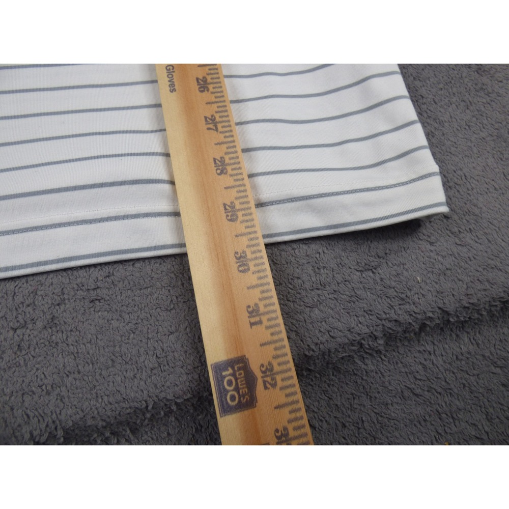 Under Armour Playoff Polo Mens Large White Grey Striped Short Sleeve Golf Shirt - Picture 9 of 12